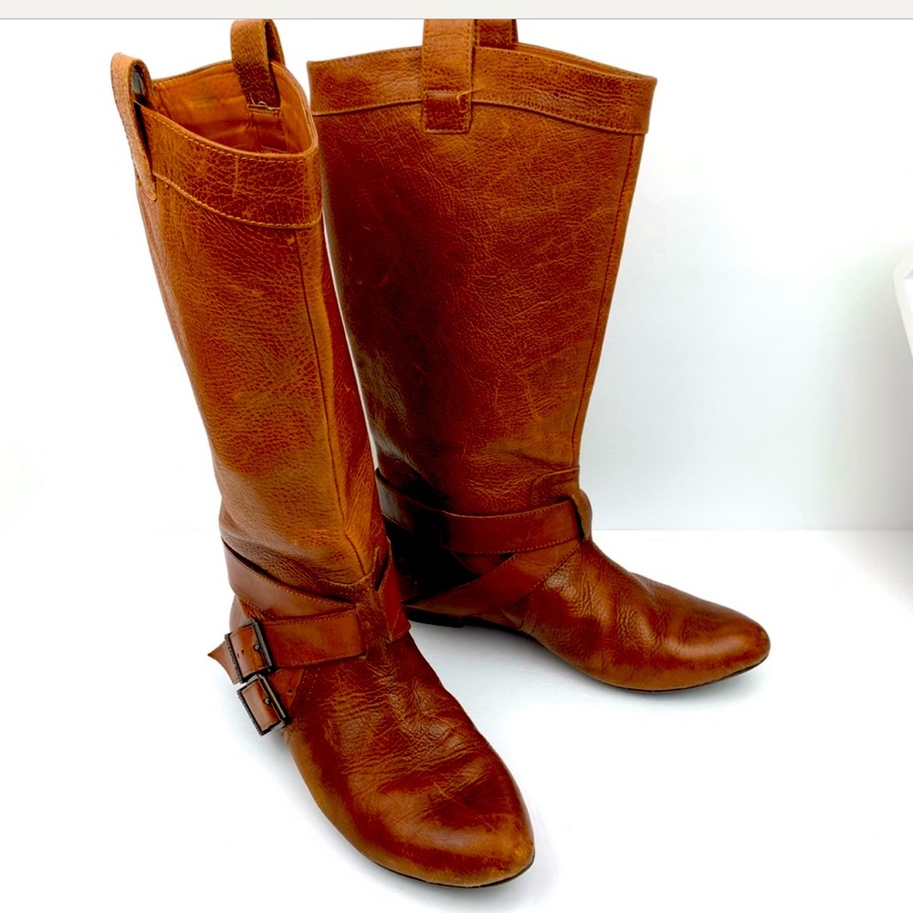 Gianni Bini Leather Western Cowboy Buckle Boots